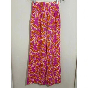 NWT Sincerily Jules Orange & Pink Wide Leg Linen Blend Pull On Pants Size S